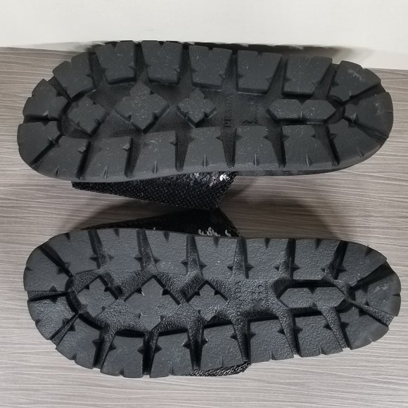 PRADA Logo Sequin Slide Sandal, Black, Womens Size 7.5US / 37.5EU - Picture 10 of 11